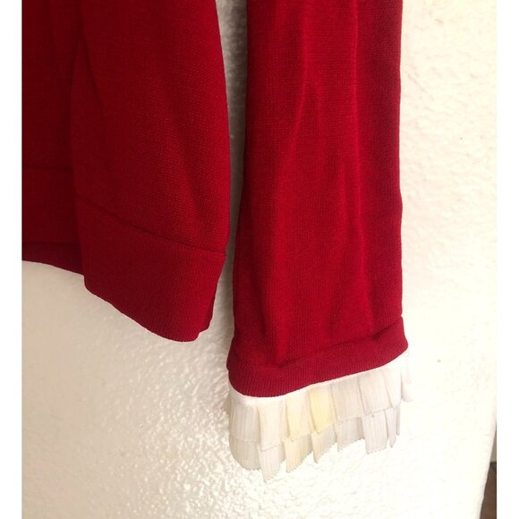 JONES NEW YORK SIGNATURE- WOMENS RED LONG SLEEVE RUFFLE SLEEVES SIZE X-LARGE - Picture 9 of 9